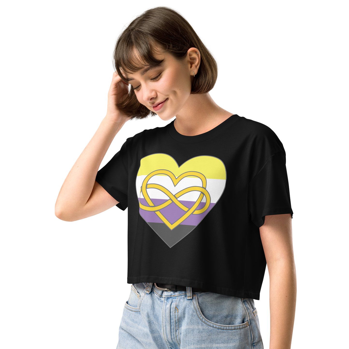 Polyamory Infinity Heart Non-binary Pride Women’s crop top