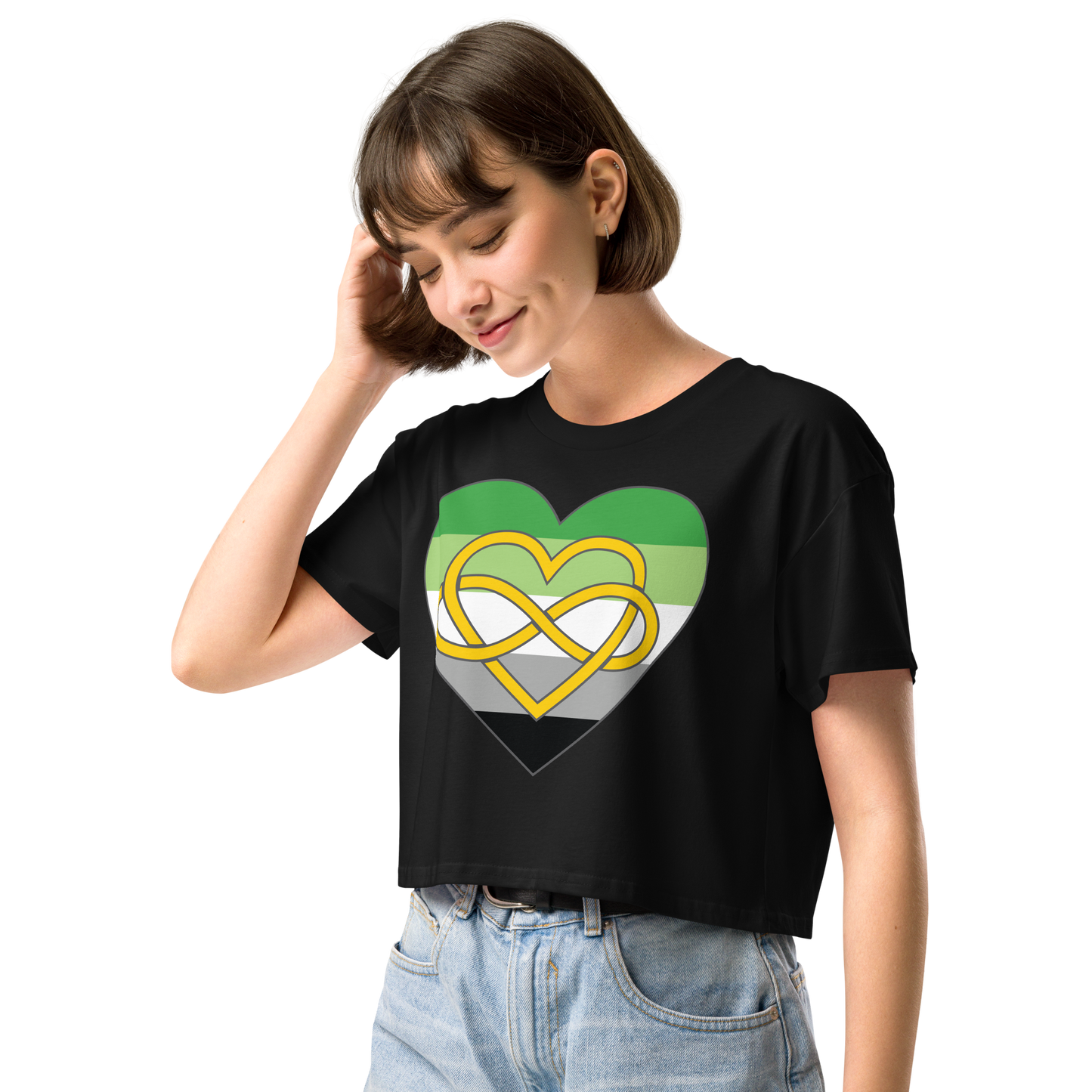 Polyamory Infinity Heart Aromantic Pride Women’s crop top