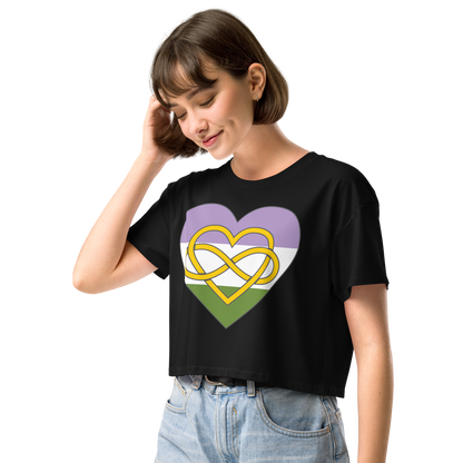 Polyamory Infinity Heart Genderqueer Pride Women’s crop top