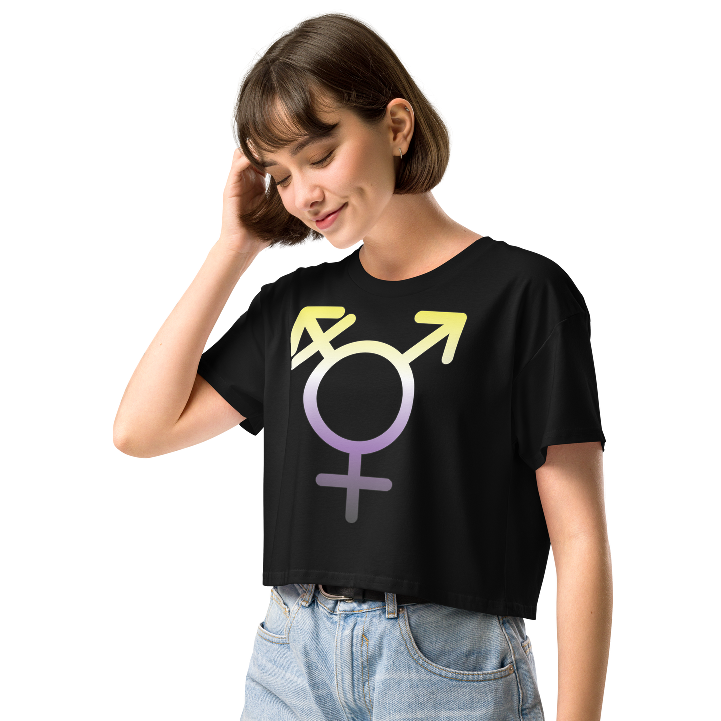 Transgender Symbol - Non-binary Pride Women’s crop top