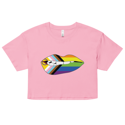 Biting Lips - Progress Pride Flag Women’s crop top