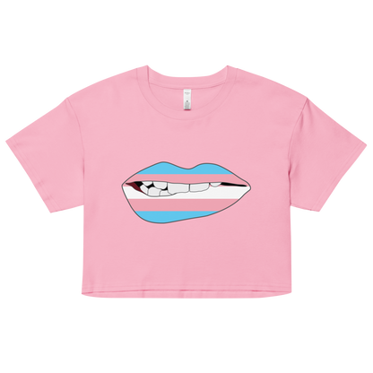 Biting Lips - Transgender Flag Women’s crop top