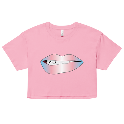 Biting Lips - Transgender Pride - Gradient Women’s crop top