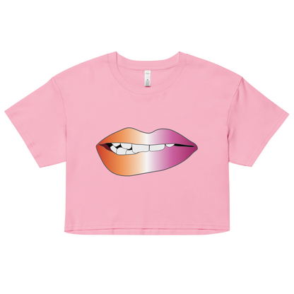 Biting Lips - Lesbian Pride - Gradient Women’s crop top