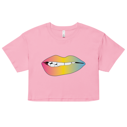 Biting Lips - Pansexual Pride - Gradient Women’s crop top