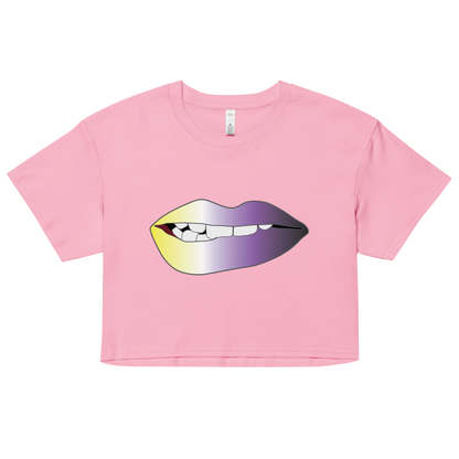 Biting Lips - Non-binary Pride - Gradient Women’s crop top