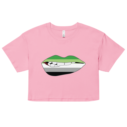 Biting Lips - Aromantic Flag Women’s crop top