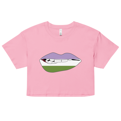 Biting Lips - Genderqueer Flag Women’s crop top