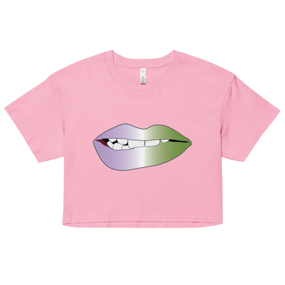 Biting Lips - Genderqueer  Pride - Gradient Women’s crop top