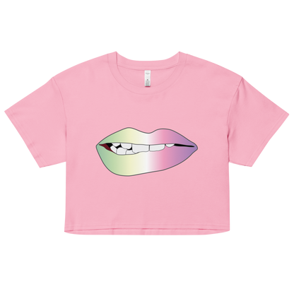 Biting Lips - Genderfae Pride - Gradient Women’s crop top