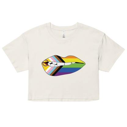 Biting Lips - Progress Pride Flag Women’s crop top