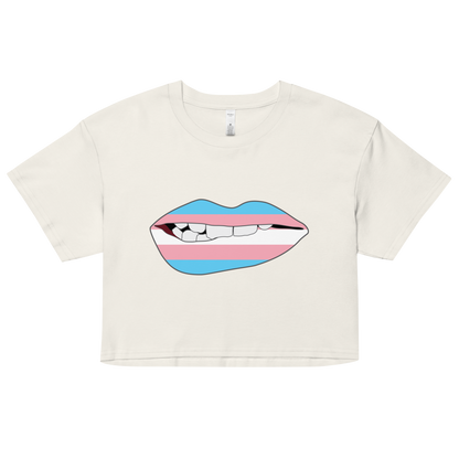 Biting Lips - Transgender Flag Women’s crop top