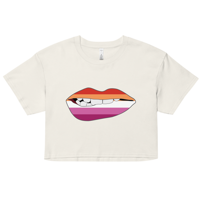 Biting Lips - Lesbian Flag Women’s crop top