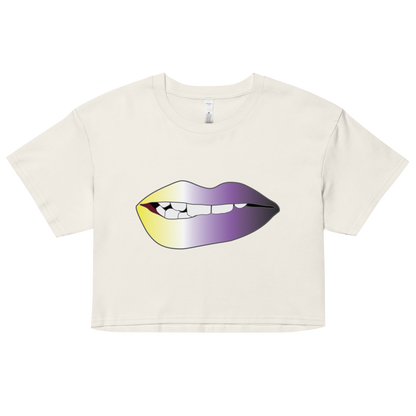 Biting Lips - Non-binary Pride - Gradient Women’s crop top