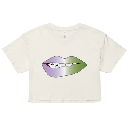 Biting Lips - Genderqueer  Pride - Gradient Women’s crop top