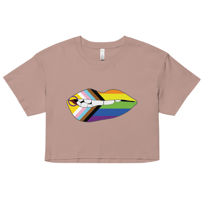 Biting Lips - Progress Pride Flag Women’s crop top