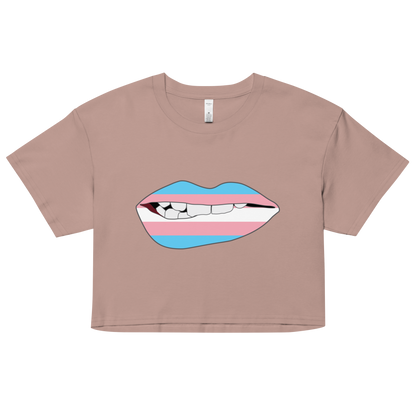 Biting Lips - Transgender Flag Women’s crop top