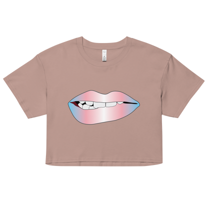 Biting Lips - Transgender Pride - Gradient Women’s crop top