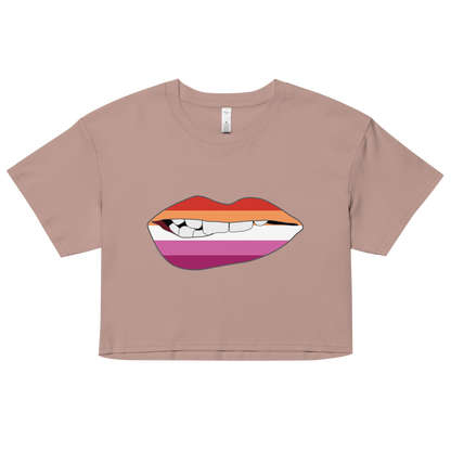 Biting Lips - Lesbian Flag Women’s crop top