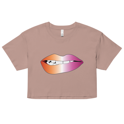 Biting Lips - Lesbian Pride - Gradient Women’s crop top