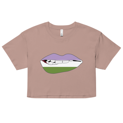 Biting Lips - Genderqueer Flag Women’s crop top