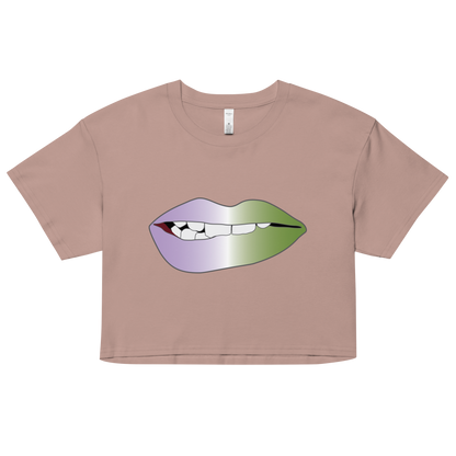 Biting Lips - Genderqueer  Pride - Gradient Women’s crop top