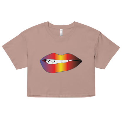 Biting Lips - Polyamory Pride - Gradient Women’s crop top