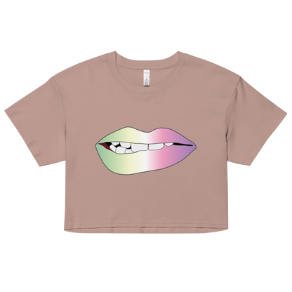 Biting Lips - Genderfae Pride - Gradient Women’s crop top