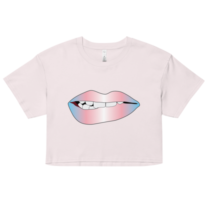 Biting Lips - Transgender Pride - Gradient Women’s crop top