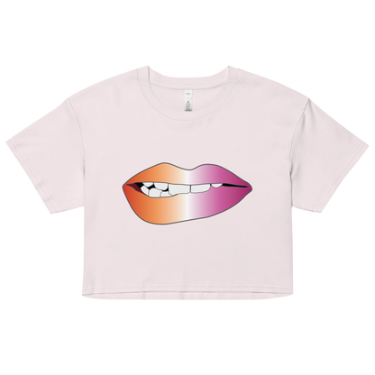 Biting Lips - Lesbian Pride - Gradient Women’s crop top