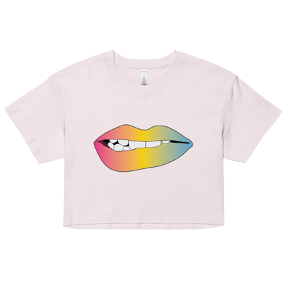 Biting Lips - Pansexual Pride - Gradient Women’s crop top