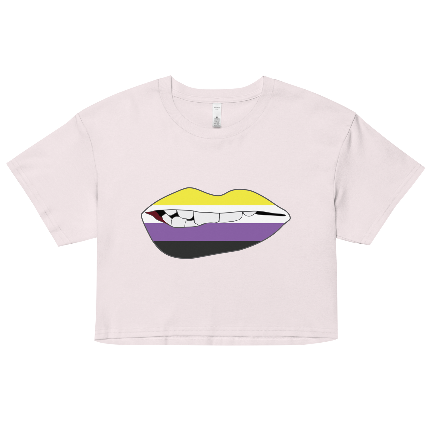 Biting Lips - Non-binary Flag Women’s crop top