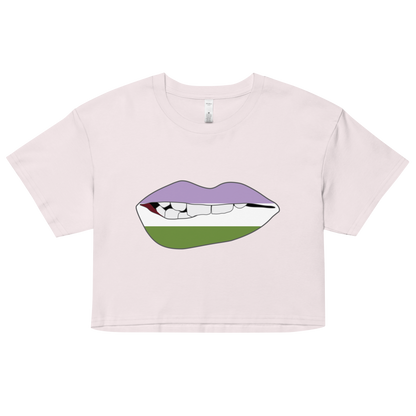 Biting Lips - Genderqueer Flag Women’s crop top