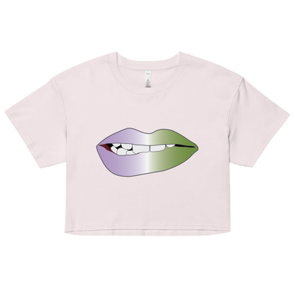 Biting Lips - Genderqueer  Pride - Gradient Women’s crop top