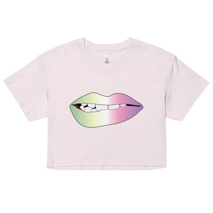 Biting Lips - Genderfae Pride - Gradient Women’s crop top