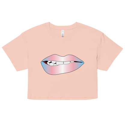 Biting Lips - Transgender Pride - Gradient Women’s crop top