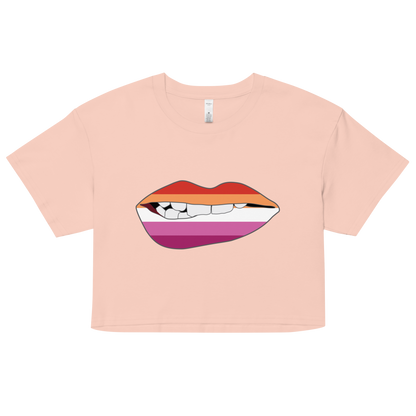 Biting Lips - Lesbian Flag Women’s crop top