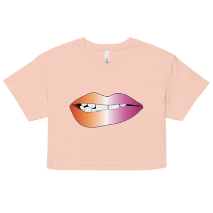 Biting Lips - Lesbian Pride - Gradient Women’s crop top