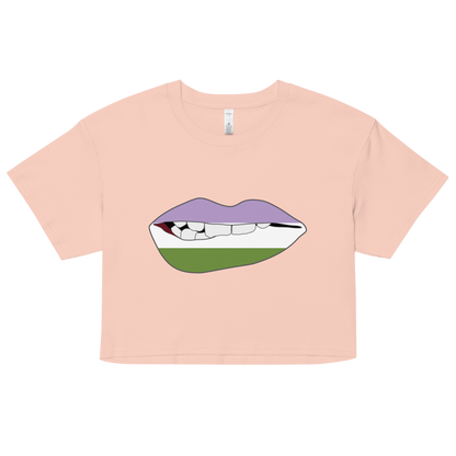 Biting Lips - Genderqueer Flag Women’s crop top