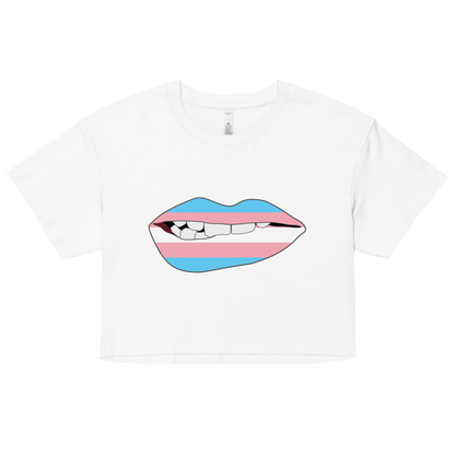 Biting Lips - Transgender Flag Women’s crop top