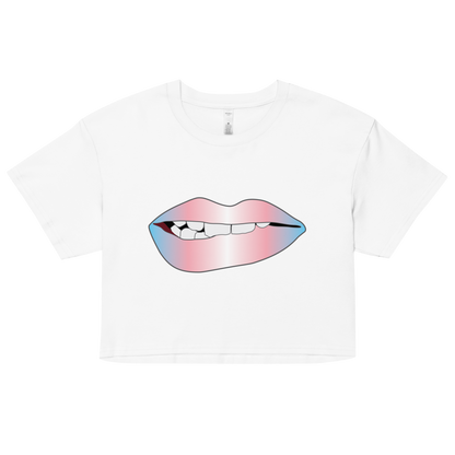 Biting Lips - Transgender Pride - Gradient Women’s crop top