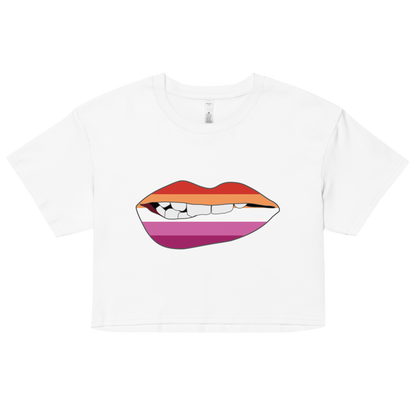 Biting Lips - Lesbian Flag Women’s crop top