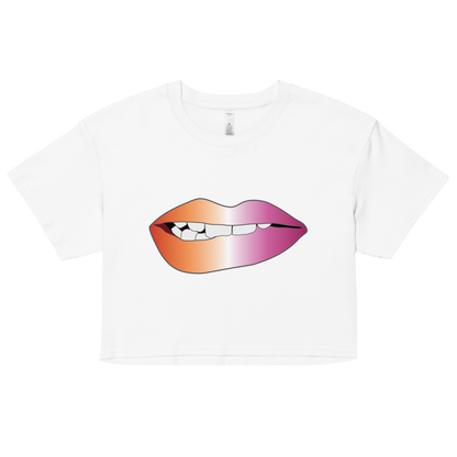 Biting Lips - Lesbian Pride - Gradient Women’s crop top