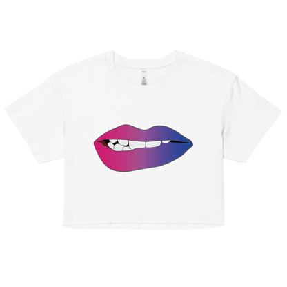 Biting Lips - Bisexual Pride - Gradient Women’s crop top