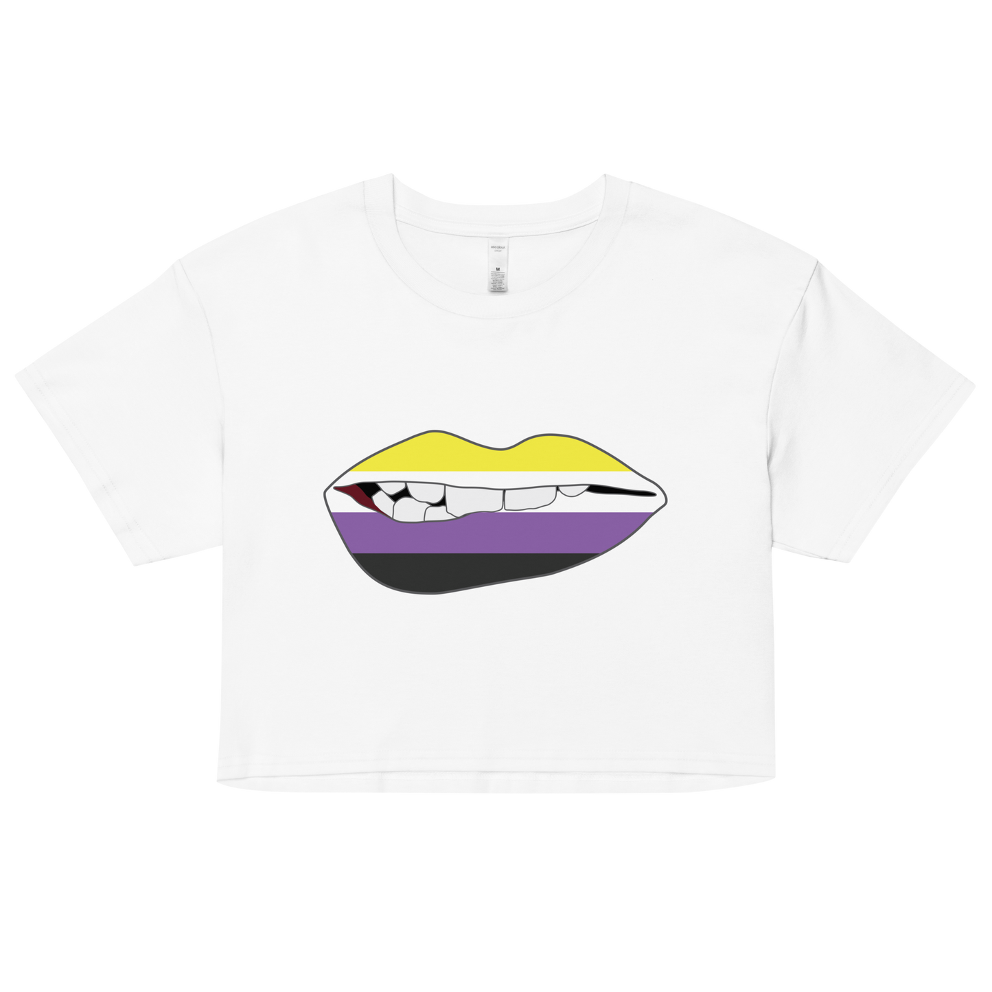 Biting Lips - Non-binary Flag Women’s crop top