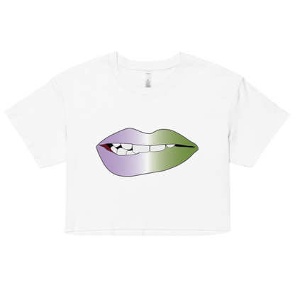 Biting Lips - Genderqueer  Pride - Gradient Women’s crop top