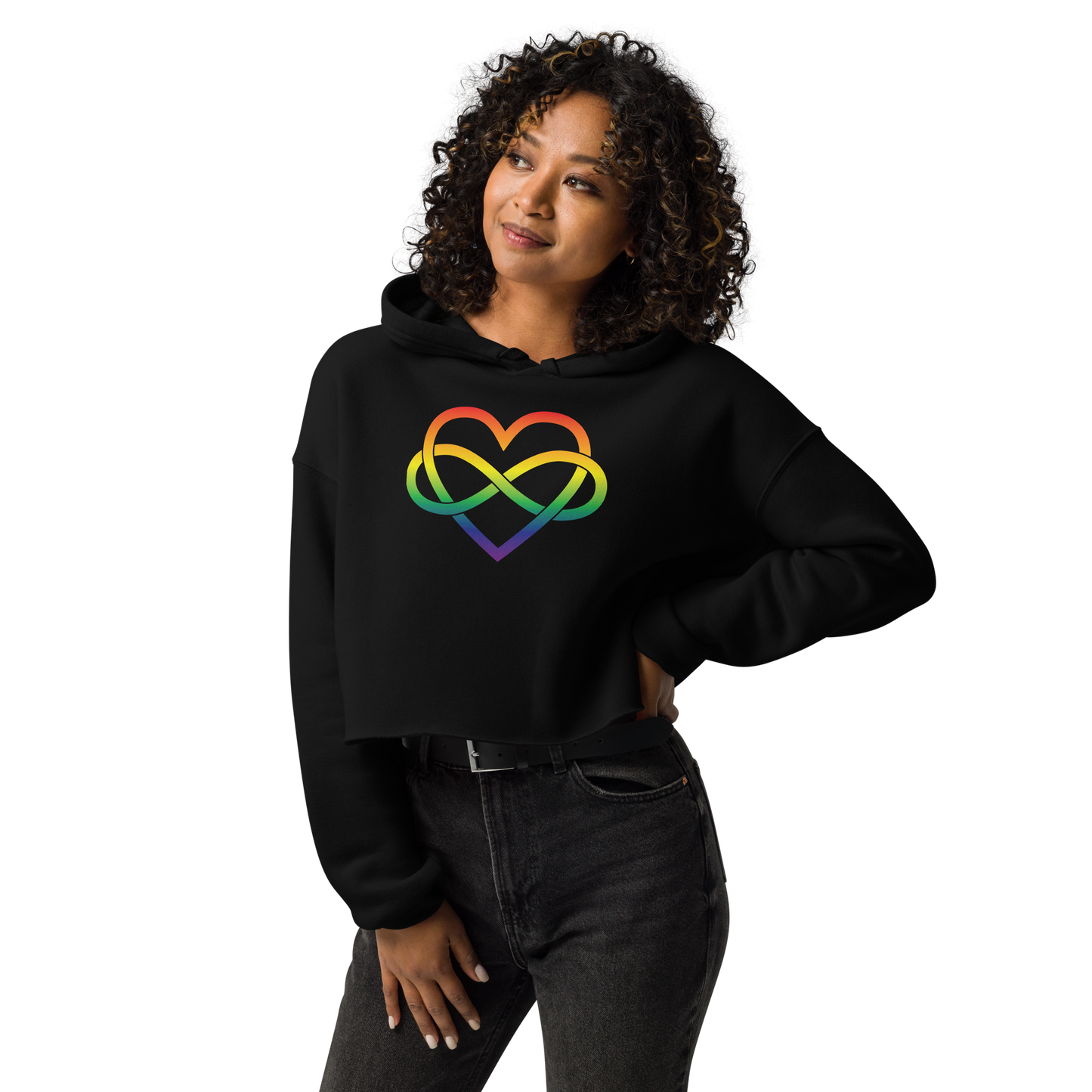 Polyamory Infinity Heart - Rainbow Crop Hoodie