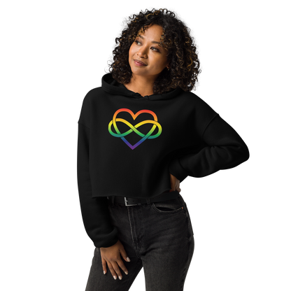 Polyamory Infinity Heart - Rainbow Crop Hoodie