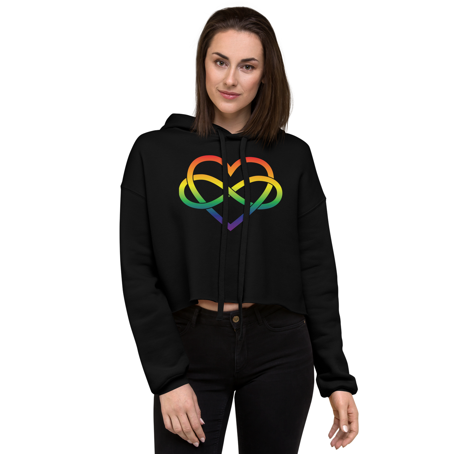 Polyamory Infinity Heart - Rainbow Crop Hoodie