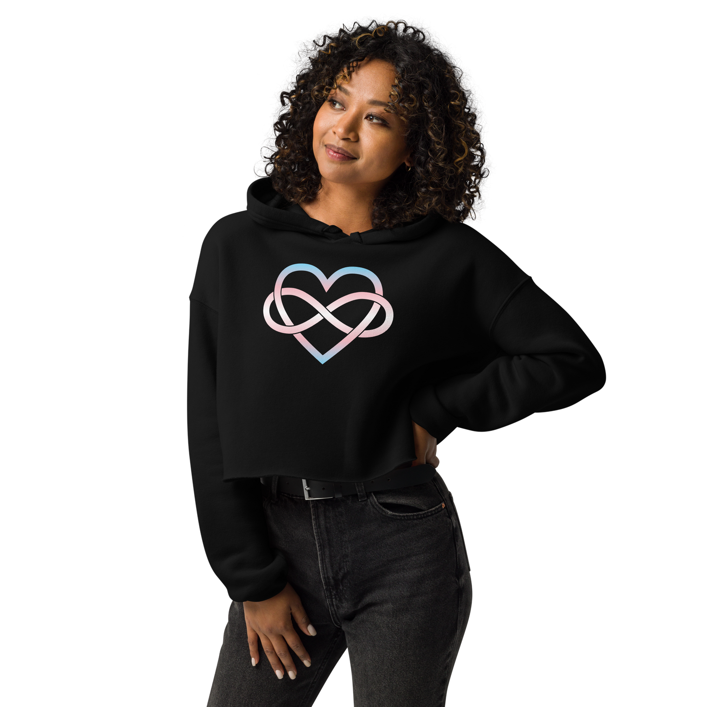 Polyamory Infinity Heart - Trans Crop Hoodie